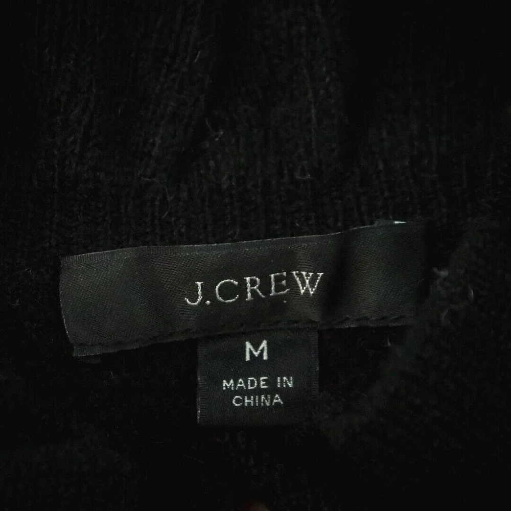 J. Crew Size Medium M Black Mock Ruffle Neck Long Sleeve Knit Pullover Sweater